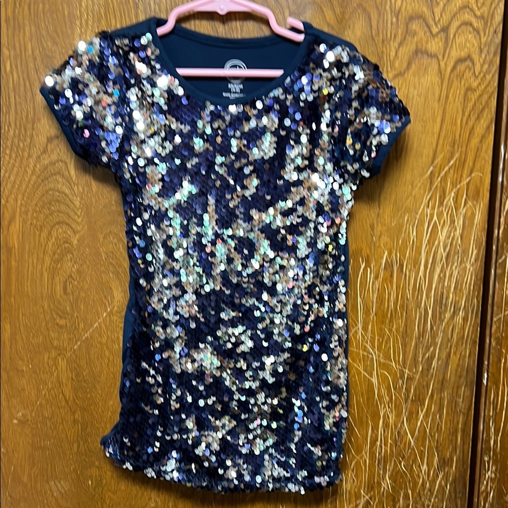 Sequin Kids Dress Navy Blue